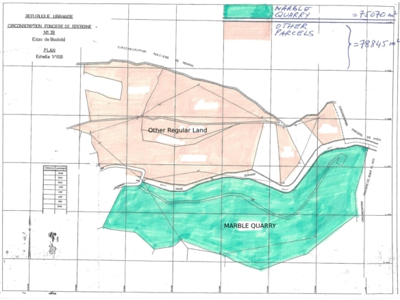 154 035sqm Land in Bzebdine, was partially used as a marble quarry